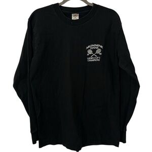 Black Aronmink Tennis Ladies Cup Champion Long Sleeve Top Shirt Unisex Large Fit